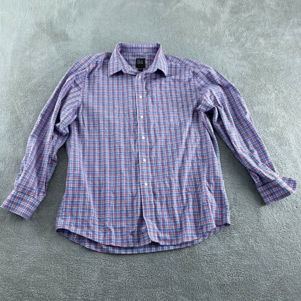Jos. A. Bank Traveler Tailored Fit Plaid Long Sleeve Shirt L 100% Cotton 5286 - Picture 1 of 8